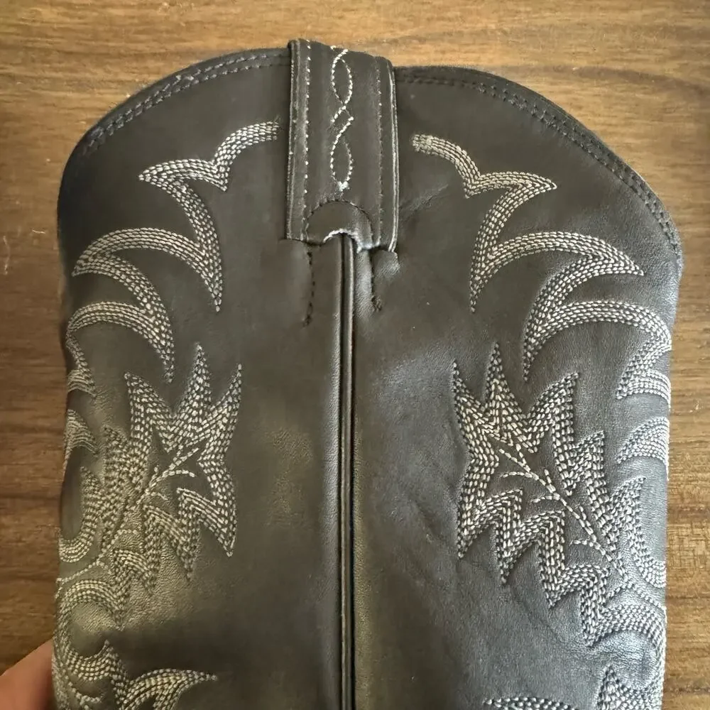 TONY LAMA MEN'S STALLION LEATHER AMERICANA WESTERN BOOTS 8.5EE Black Xtra- Wide